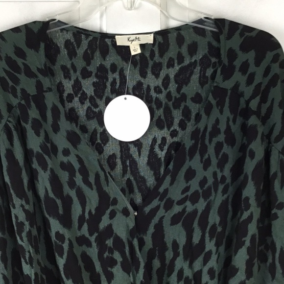 KYE MI Animal Print Romper Boho Flowy Black Olive Size L NWT - Picture 3 of 6